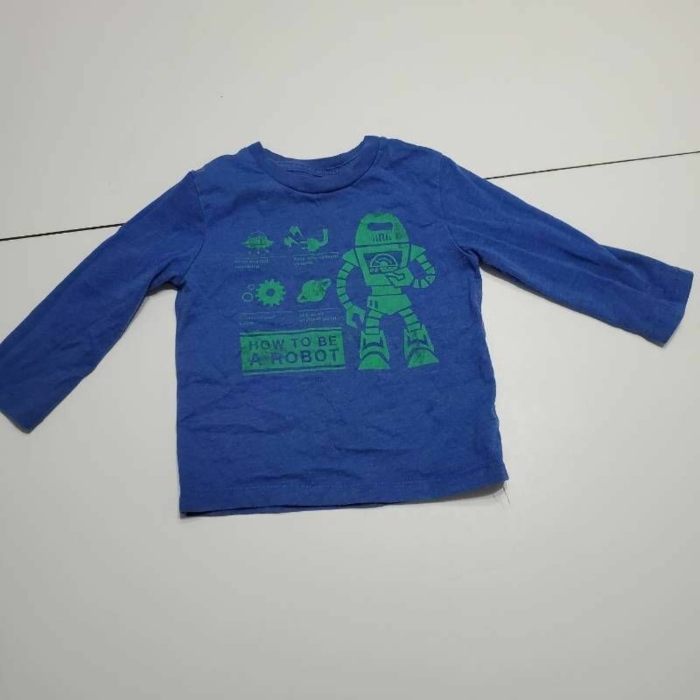 Baby Gap Kids Graphic Pullover T-Shirt Blue Crew Neck Long Sleeve 18-24 Months